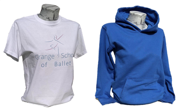 Grange Ballet Tee Shirt and front of Hoodie